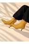 Vi̇enna Yellow Wicker Leather Pointed Toe 5 cm Thin Heel Women's Boots Botti̇e - 5