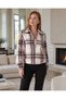 Women's Cream Zippered Front Coat with Elastic Sleeves Arm-27K001040