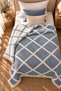 Premium Geometric Square Patterned 100% Cotton Muslin Double-Sided Bedspread Pike 170X230 Single Size - 3