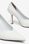 Large Size Women's Thin Heeled Stiletto Shoes White Pointed Toe V Face - 2