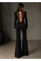 Lace Detail Chest and Back Cut-Out Spanish Flared Leg Jumpsuit - 2