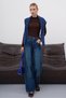 Comfortable Cut Dark Blue Denim Trousers with Curved Stitching Detail - 3