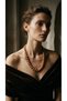 Special Design Women's Necklace with Matte Agate and Hematite Natural Stones and Steel Tips - 3