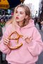 Women's Oversize Hoodie Cry First Printed Pink – Hooded, Kangaroo Pocket, 3-Thread Raster Fleece - 2
