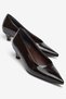 Large Size Women's Mini Thin Heeled Shoes Brown Crocodile Patent Leather - 3