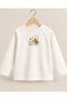 Unisex Kids Oversize Little Funfair Printed Long Sleeve Ecru T-Shirt - 2