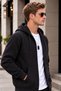 Men's Winter Comfortable Fit 3 Thread Threaded Metal Zipper Hooded Sweatshirt - 5