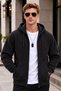 Men's Winter Comfortable Fit 3 Thread Threaded Metal Zipper Hooded Sweatshirt