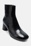 Aubert Black Wrinkled Patent Leather Women's Heeled Boots - 6