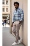 Colorful Checkered Plus Size Long Sleeve Men's Shirt