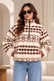 Women's Half Zippered Patterned Plush Fleece