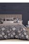 3 Pieces Flat Bedsheet Set with Floral Pattern King Size Bed Pillow Cover Set with 1 Bedsheet, 2 Pillow Cover Bedding Set King (U.K. Standard)) (Dark Gray Floral, King (U.K. Standard))