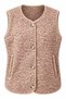4978 Women's Pocketed Buttoned Soft Textured Fleece Vest Beige - 2