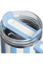 Insulated Tumbler with Handle and Straw, Blue and White Striped, Stainless Steel, 30oz - 2