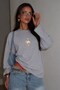 Women's Relaxed Fit Sweatshirt Coffee Bear Printed Gray Melange – Crew Neck, 3 Thread Without Threaded Edges - 2