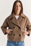 Women's Brown Double-Breasted Collar Short Cashmere Coat with Double-Buttoned Pocket Detail 3234 60286759 - 5