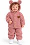 Baby Girl Plush Teddy Bear Hooded Top and Bottom 2-Piece Set