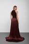 Cherry Rotten Halter Neck Stone Embroidered Pleated Chiffon Evening Dress - 7