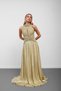 Pastel Green Halter Neck Stone Embroidered Pleated Chiffon Evening Dress - 2