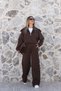 Coffee Top Standard High Neck Zippered Knitwear Set