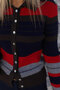 Red Standard Size Polo Collar Color Gradient Cardigan - 2