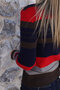 Red Standard Size Polo Collar Color Gradient Cardigan - 4