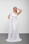 White one shoulder tulle evening dress with cape detail - 3