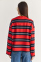 Women's Red Striped Crew Neck Oversized Long Sleeve Modal Sweatshirt 927-4 60286764 - 8