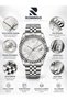 Men's Wristwatch White Honeycomb Pattern Dial Silver Color Steel Band Quartz with Calendar 3 Atm - 6