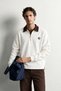 Men's Velvet Collar Zippered Oversize Sweatshirt - 2