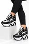Women's Black and White High Heel Sneakers 10 cm Height - 2
