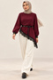 Women's Long Sleeve Crew Neck Asymmetrical Lace Detailed Long Imported Crepe Tunic - Islamic Elegance and Graceful Posture Without Belt - 7