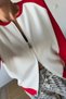 Md Red Double Zipper Raglan Sleeve Cardigan - 2