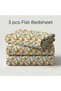 Luxury King Size Bedding Set 3-Piece | Digital Floral Bedsheet | Wrinkle-Free & Easy Care and 1 Flat Bedsheet & 2 Pillow Covers. King (U.K. Standard)) (Yellow Floral, King (U.K. Standard)) - 4