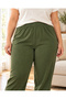 Ribbed King Size Stretchy Camisole Seasonal Pajama Bottoms - Dark Green - 2