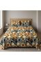 Luxury King Size Bedding Set 3-Piece | Digital Floral Bedsheet | Wrinkle-Free & Easy Care and 1 Flat Bedsheet & 2 Pillow Covers. King (U.K. Standard)) (Light Brown Floral, King (U.K. Standard)) - 3