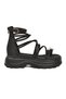 Black Genuine Leather Ankle Strap Women's Heeled Sandals - 2