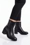 Black Leather Zippered Women's Heeled Boots Daily Office Event Stylish Comfortable Boots