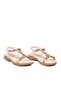 White Genuine Leather Ankle Strap Women's Flat Sandals - 3
