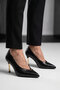 Black Leather Thin Heeled Pointed Toe Women's Special Day and Evening Dress Shoes