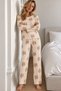 Women's Stylish Long Sleeve Cream Pajama Set - 5