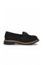 Black Suede Thick Comfortable Sole Stylish Stone Detailed Women's Office Event Casual Shoes Loafer - 2