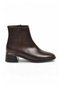 Brown-Skin Faux Leather Women's Heeled Boots - 2