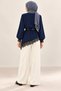 Women's Long Sleeve Crew Neck Asymmetrical Lace Detailed Long Imported Crepe Tunic - Islamic Elegance and Graceful Posture Without Belt - 5