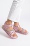 Pink Velcro Strap Baby Sandals with Stone Detail - 3