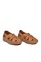 Tan Genuine Leather Elastic Women's Casual Shoes - 3