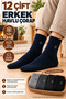 12 Pairs of Winter Thick Men's Towel Socks – Small Pattern, Mixed Colors, Daily Use - 3