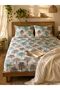 3 Pieces Flat Bedsheet Set with Floral Pattern King Size Bed Pillow Cover Set with 1 Bedsheet, 2 Pillow. Bedding Set (Turquoise Color, King (U.K. Standard)) - 5