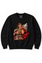 Graphic Cotton Crew Neck Sweatshirt with Wolf, Eagle and Warrior Figures - 2