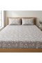 3 Pieces Flat Bedsheet Set with Floral Pattern King Size Bed Pillow Cover Set with 1 Bedsheet, 2 Pillow. Bedding Set (Light Floral Gray, King (U.K. Standard)) - 3